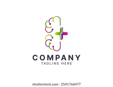 Mental health logo template vector icon design with brain and medical concepts for healthcare clinics.