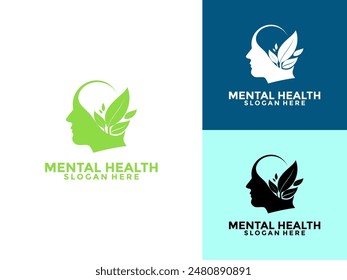 Vector del logotipo de la salud mental, salud del pensamiento humano, logotipo de la mente sana color creativo moderno