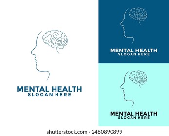 Mental Health Logo vector, Human think health, healthy mind logo creative color modern