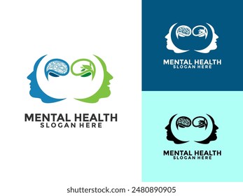 Vector del logotipo de la salud mental, salud del pensamiento humano, logotipo de la mente sana color creativo moderno