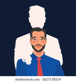 mental health man haunted in flat illustration