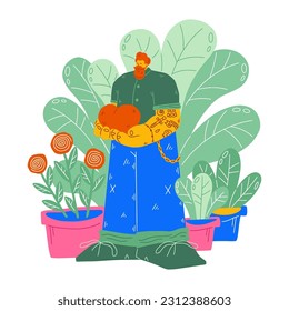 Mental health. Man, heart, self help for mind, person with hug and love, strength boy care and rest. Vector illustration concept 