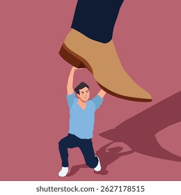 mental health man stepped on in flat illustration