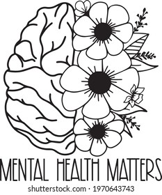 mental health matters logo inspirational positive quotes, motivational, typography, lettering design