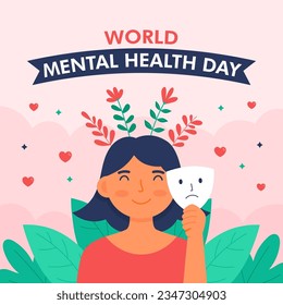 Sensibilización sobre la salud mental. Celebración del Día Mundial de la Salud Mental por publicación o publicidad en medios sociales