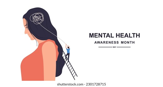 Mental health medical treatment vector. Mental health concept for poster, banner and background with place for text. Flat vector illustration