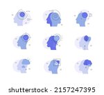 Mental health. Mind. Self control. Set of icons. Modern flat illustrations. Vector file.
