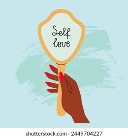 Mental health, motivation, selfcare concept. Nice words in mirrors as a reminder for love.