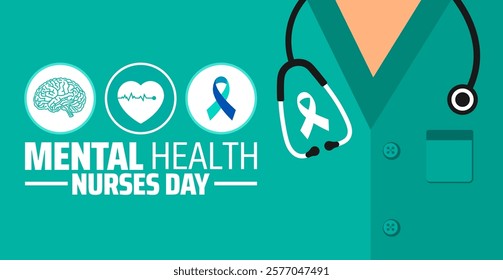 Mental Health Nurses Day background banner or poster design template. observed every year in February. Holiday concept. Use to any Template, card, poster, placard, template.