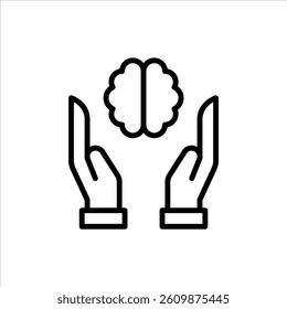 mental health outline icon. mental care black line illustration.