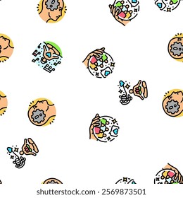 mental health people care mind vector seamless pattern thin line illustration