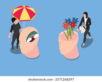 Mental Health and Personal Growth 3d isometric vector illustration