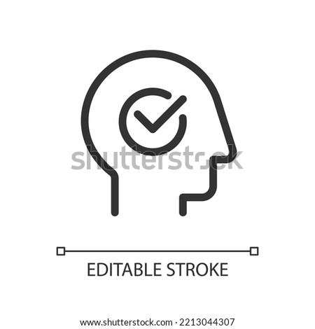 Mental health pixel perfect linear ui icon. Emotional wellness. Feelings and thoughts. GUI, UX design. Outline isolated user interface element for app and web. Editable stroke. Arial font used