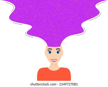Mental health, positive mind and psychology concept. Human head with thoughts stream. Positive thinking, mental health care, healthy mind. Happy think, psychotherapy illustration. Vector