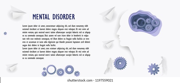 Mental health poster in paper style. Business concept. Vector illustration.