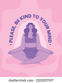 mental health poster with a woman and lettering