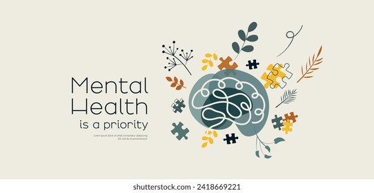 Mental Health is a priority. Social banner.