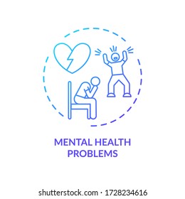 Das Symbol für psychische Gesundheitsprobleme. CVD-Ursachen, psychologische Faktoren Ideen dünne Linie Illustration. Bipolare Störung, Depression und Angst. Vektor-RGB-Farbzeichnung