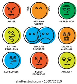 Mental health problems icons