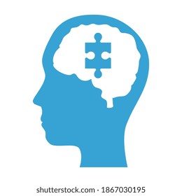 mental health profile human with brain organ and puzzle piece vector illustration design