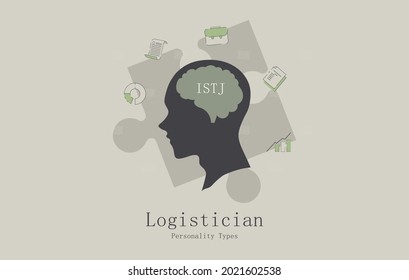 Mental Health, Psychological Support, Healthy Mind. Illustration Showing The Personality Types. The Head Of A Person Showing The Type Of Personality, Icons Showing What Is Characteristic Of Him.