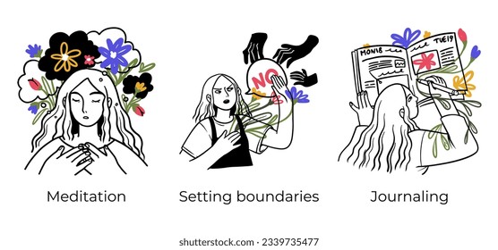 Mental health and psychology concept llustrations. Overwhelming and trapped feelings, intrusive thoughts. Visual Stories Collection.