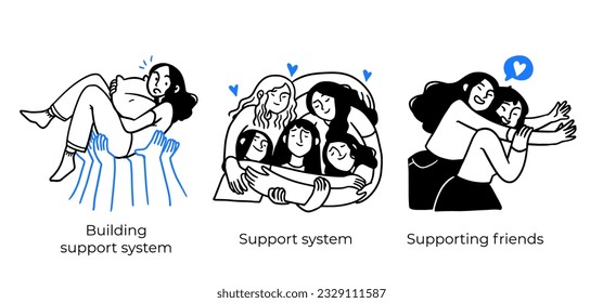 Mental health and psychology concept set. Different mental health problems, psychological disorders, treatment techniques and approaches.