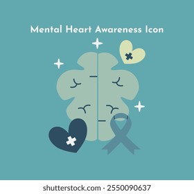 Mental Health and Psychology Icon. Mental Health Awareness Icon suitable for social media, poster, infographic, awareness campaign and education.