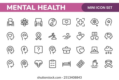Mental Health and Psychology Icons: A Complete Collection for Therapy Sessions, Counseling, Emotional Well-being, Support Services, and Wellness Programs