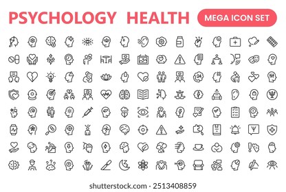 Mental Health and Psychology Icons: A Complete Collection for Therapy Sessions, Counseling, Emotional Well-being, Support Services, and Wellness Programs