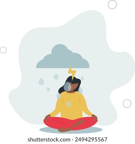 Mental health, psychotherapy and selfcare concept.indignation and resentment upset feelings.flat design.illustration with people