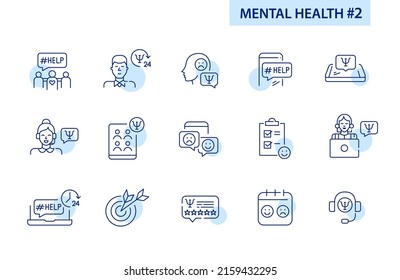 Servicios de salud mental y psicoterapia. Icono de línea de dibujo de píxeles perfecto, modificable