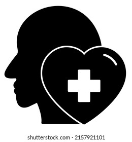 Mental health psychriatric concept icon in modern silhouette style design. Vector illustration isolated on white background.