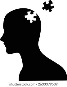 Mental Health Puzzle Piece Brain Silhouette