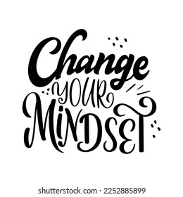 Mental health quote in hand drawn lettering style. Positive typography poster with inspirational text. Vector illustration for prints, banners, sticker