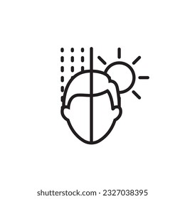 Mental Health Rain Sun Head Icon Black and White