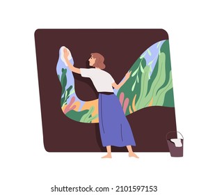 Mental health recovery, psychology concept. Self-rehabilitation process. Person overcoming depression, releasing from psychological problems. Flat vector illustration isolated on white background