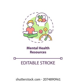 Mental health resources concept icon. Employees benefits abstract idea thin line illustration. Wellbeing at work. Job satisfaction. Vector isolated outline color drawing. Editable stroke