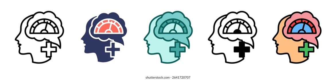 Mental Health Scale Icon Multiple Vector Illustration