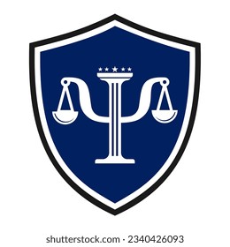 Diseño del logotipo del Escudo de la insignia de la justicia de la escala de salud mental