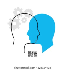 mental health silhouette person with gears