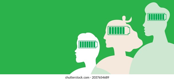 Mental health of society, copy space template. Silhouette vector stock illustration. Restoring people's energy. Mental health indicator. Energetic people. Copy space illustration
