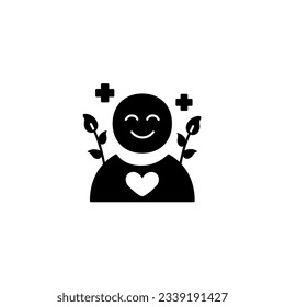 mental health solid icon black solid vector with mental health theme