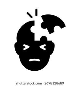 Icono sólido de salud mental. Ilustración de la depresión. Representando un estado de ánimo caótico con varios problemas.