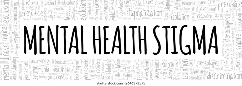 Mental Health Stigma word cloud conceptual design isolated on white background.