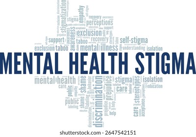 Mental Health Stigma word cloud conceptual design isolated on white background.
