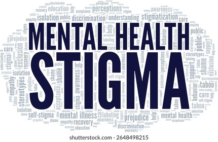 Mental Health Stigma word cloud conceptual design isolated on white background.