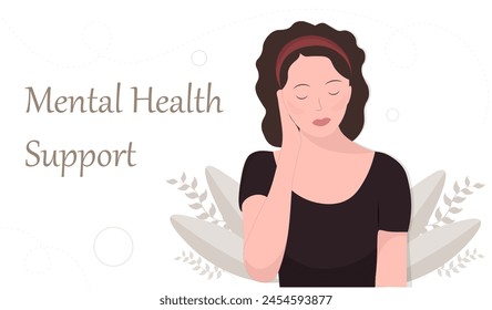 Mental health support concept, psychological therapy and treatment, Mental Health Awareness Month, flat vector illustration