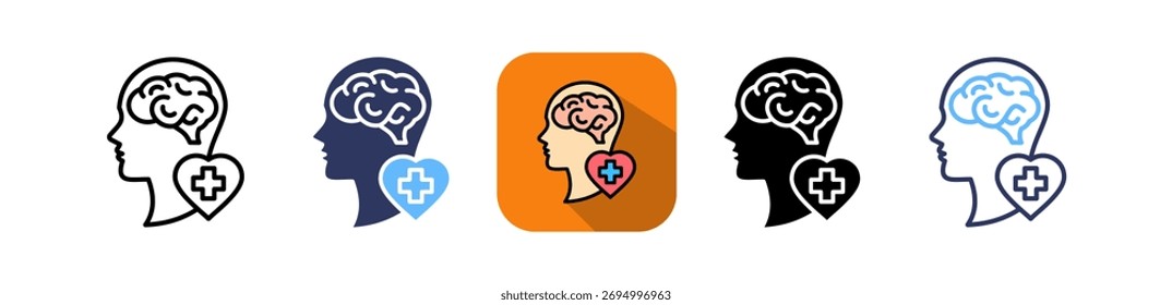 Icono de Asistencia de salud mental Ilustración vectorial múltiple