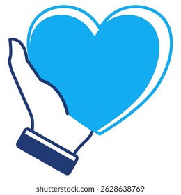 Mental Health Support icon represented by hand, love Dualtone style.